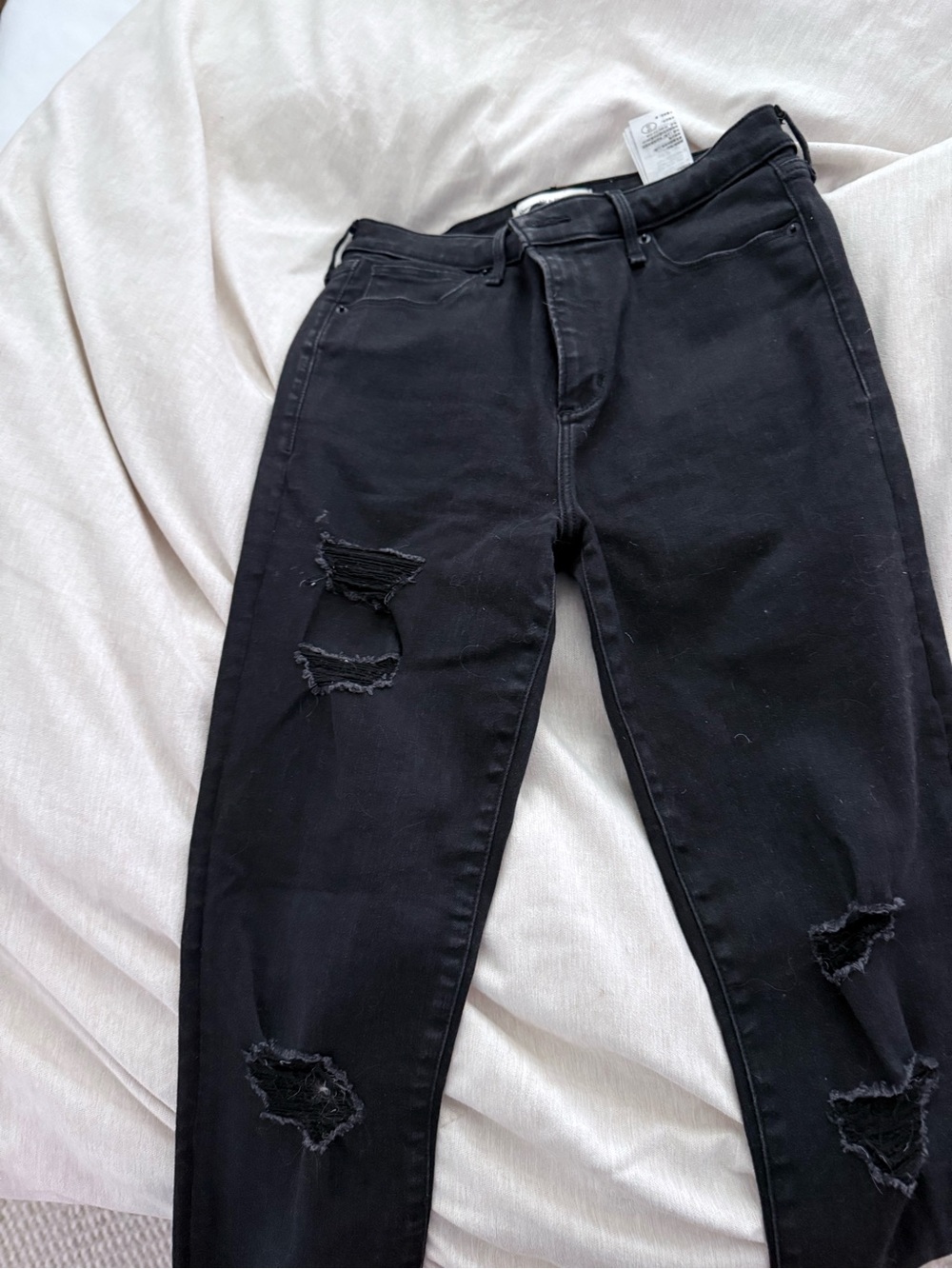 Abercrombie & Fitch Black Ripped High-Rise Skinny Jeans